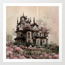 Dream house in a garden Art Print