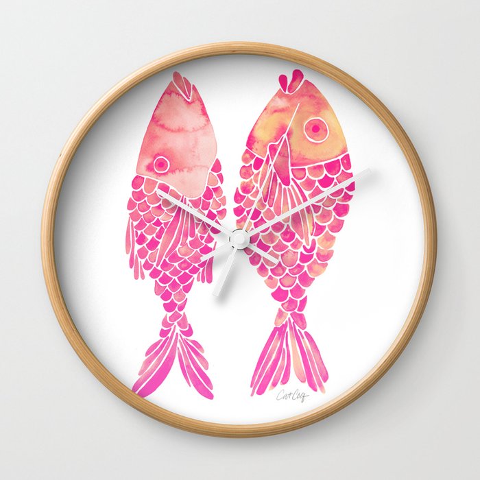 Indonesian Fish Duo – Pink Palette Wall Clock