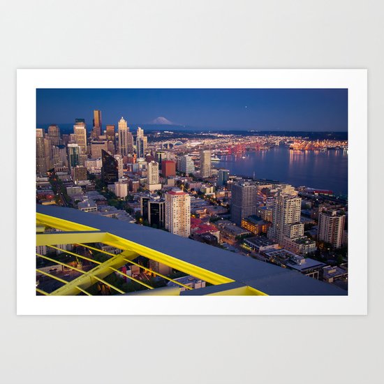 Seattle in the Evening, from the Space Needle Art Print