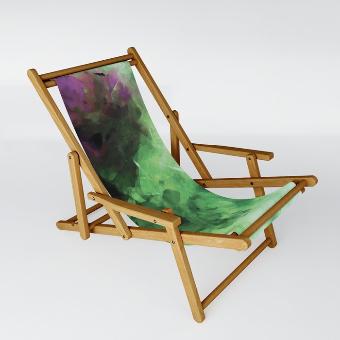 Green and Purple Smoke Abstract Sling Chair