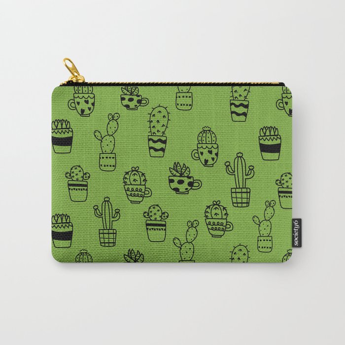 Seamless pattern with cactus and succulent in the pots Carry-All Pouch