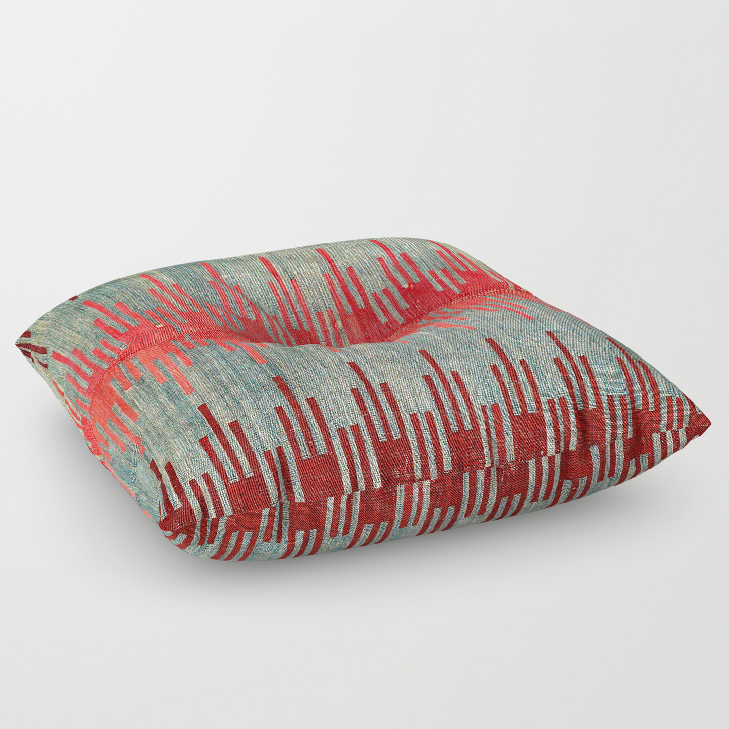 Sivas Antique Turkish Kilim Print Floor Pillow By
