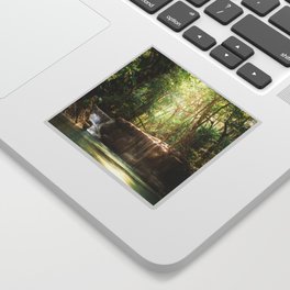 Brazil Photography - Tiny Waterfall Going Into A Pond Under The Sunlight Sticker