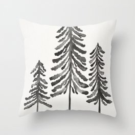 Pine Trees – Black Ink Throw Pillow