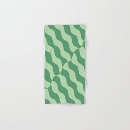 Retro Wavy Abstract Swirl Pattern in Green Hand & Bath Towel