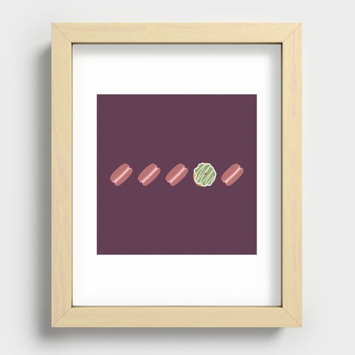 Five middle objects macaron and doughnut pattern 1 Recessed Framed Print