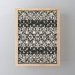 Black and White Handmade Moroccan Fabric Style Framed Mini Art Print