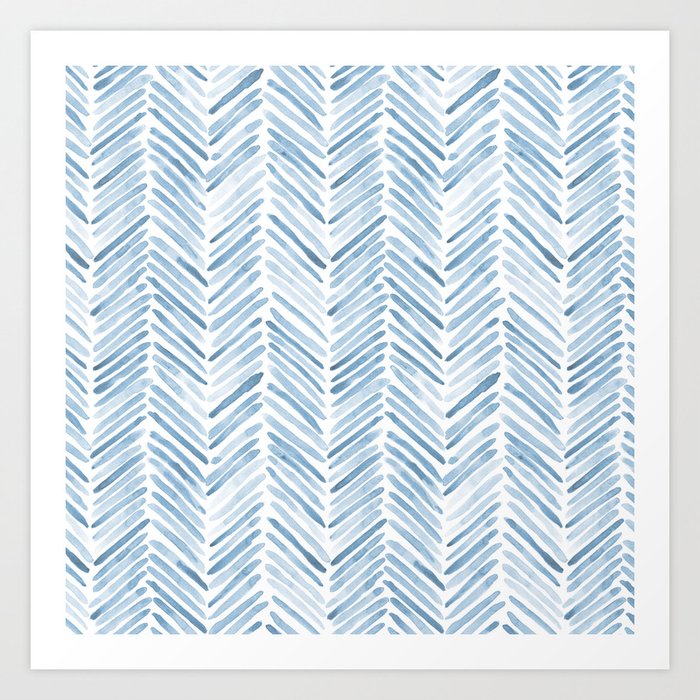 Baby blue watercolor herringbone  Art Print