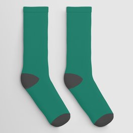 Dark Green Solid Color Pantone Lush Meadow 18-5845 TCX Shades of Blue-green Hues Socks