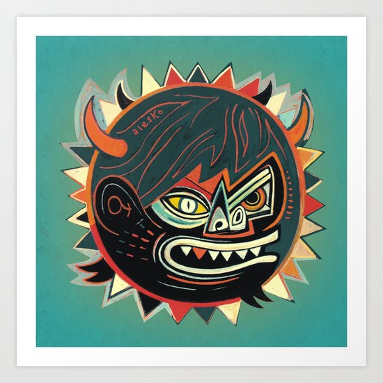 Gorilla - blue Art Print
