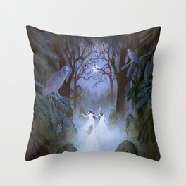 Dance of the Midnight Witches Throw Pillow