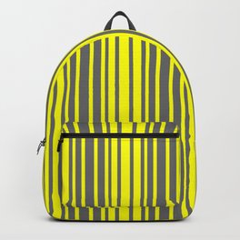[ Thumbnail: Yellow and Dim Grey Colored Stripes/Lines Pattern Backpack ]