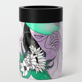 Women face with flowers Can Cooler