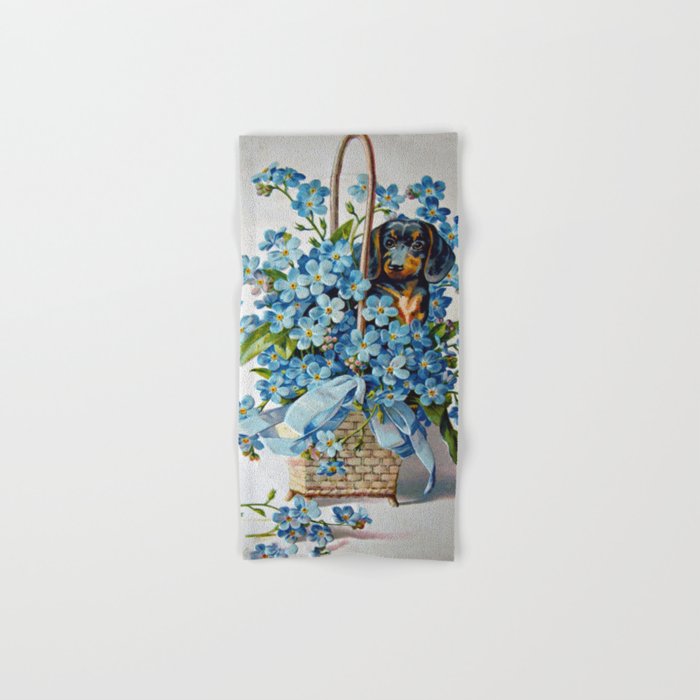 Dachshund and Forget-Me-Nots Hand & Bath Towel