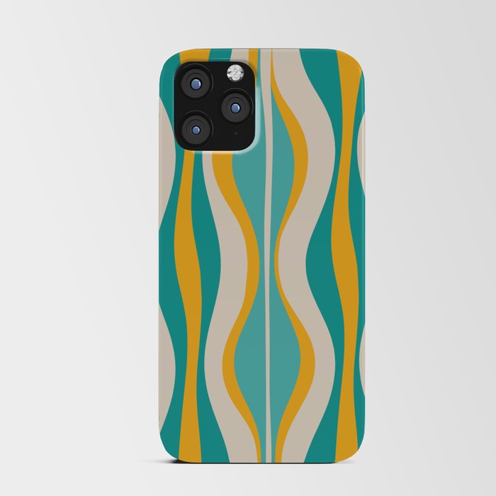 Hourglass Abstract Midcentury Modern Pattern Turquoise Teal Mustard Beige Cream iPhone Card Case