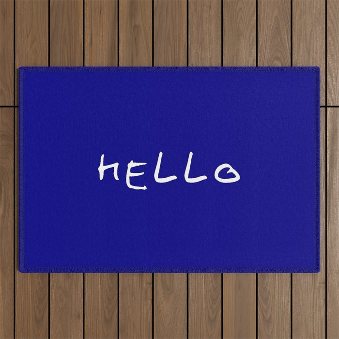 hello 7- blue Outdoor Rug