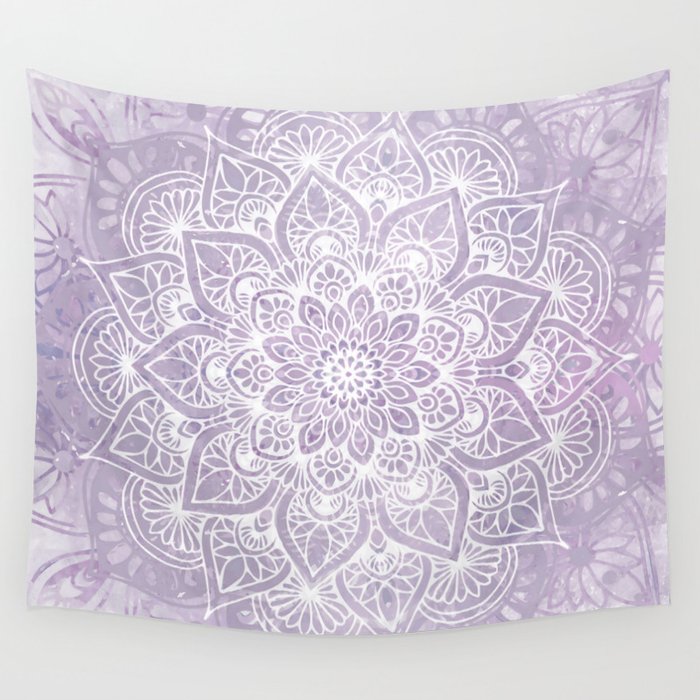 Boho, Mandala, Flower, Purple Wall Tapestry