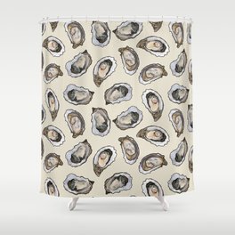 Oysters by the Dozen in Cream Shower Curtain