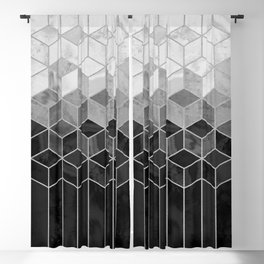 Black and White Gradient Cubes Blackout Curtain