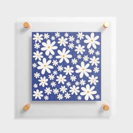 Abstarct Seamless Flower Pattern in Blue Floating Acrylic Print
