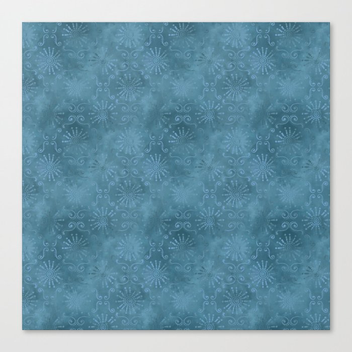 Blue Ornamental Batik Pattern Canvas Print