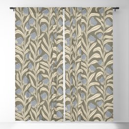 Bellflower Pattern / Cream, Olive & Beige Blackout Curtain