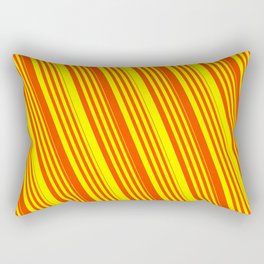 [ Thumbnail: Red & Yellow Colored Lined Pattern Rectangular Pillow ]