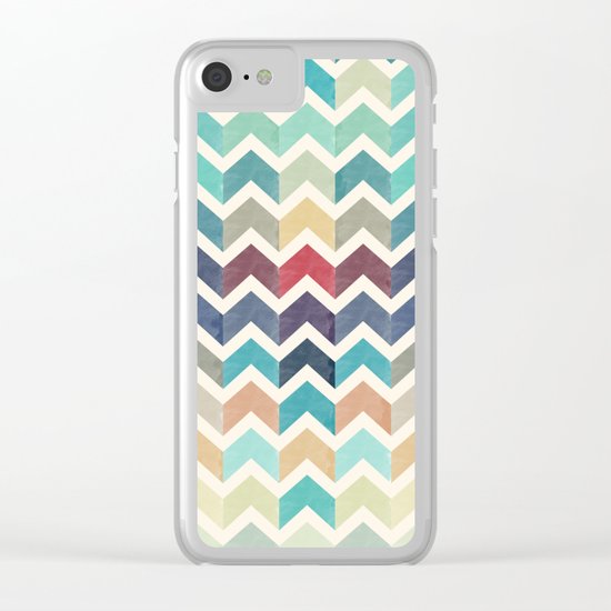 Watercolor Chevron Pattern Clear iPhone Case