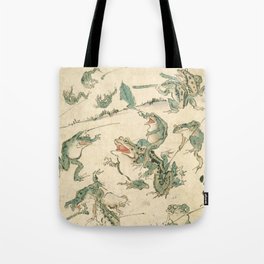 Battle Of The Frogs - Kawanabe Kyosai Tote Bag