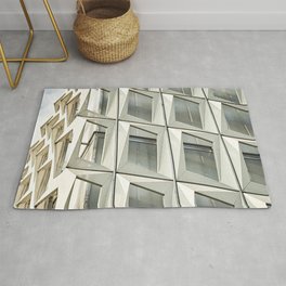 Parametric architectural geometric faceted sports hall facade Rug