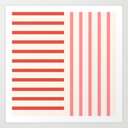 Perpendicular Lines 2 red and pink Art Print