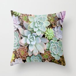 Pastel Succulent Garden Throw Pillow