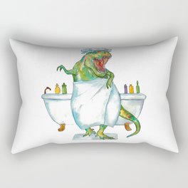 T-rex taking bath dinosaur painting Rectangular Pillow