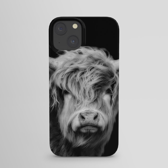Highland Cow Black And White iPhone Case