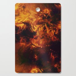 Molten Fire Burst Flames Black and Orange Abstract Artwork Cutting Board