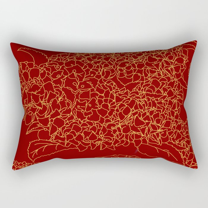 Floral 1 Hydrangea Red Rectangular Pillow