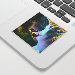 Deer in the Waterfall Sticker