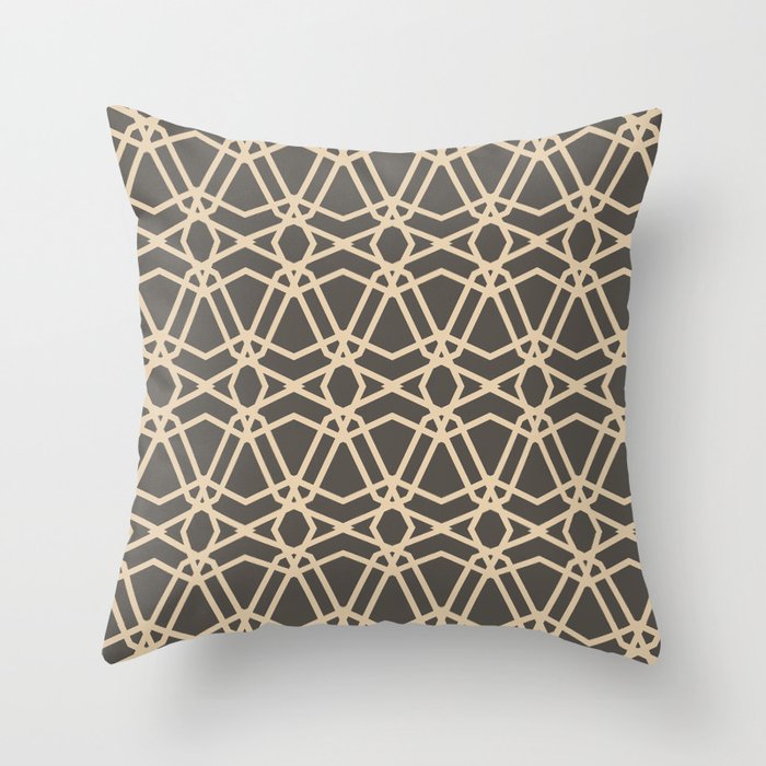 Brown and Tan Line Geometric Pattern Chains 2021 Color of the Year Urbane Bronze and Ivoire Throw Pillow