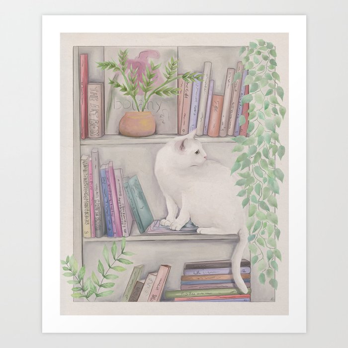 Book Cat Art Print