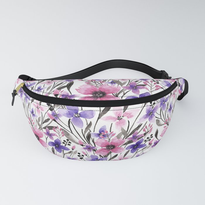 Modern Country Pink Purple Floral Watercolor Fanny Pack by La Femme ...