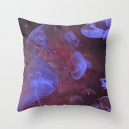 Purple Jellyfish Galaxy Throw Pillow