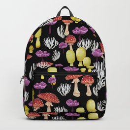 Happy Fungus garden - BK Backpack | Garden, Happy, Cheerful, Pop Art, Digital, Graphicdesign, Pattern, Graphite, Botanical, Hike 