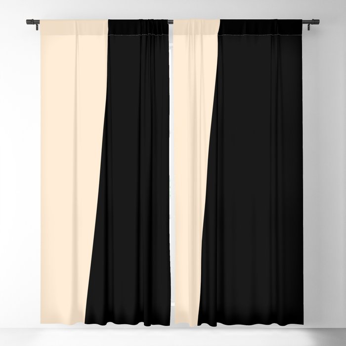 Stripes Black Beige Asymmetrical Blackout Curtain
