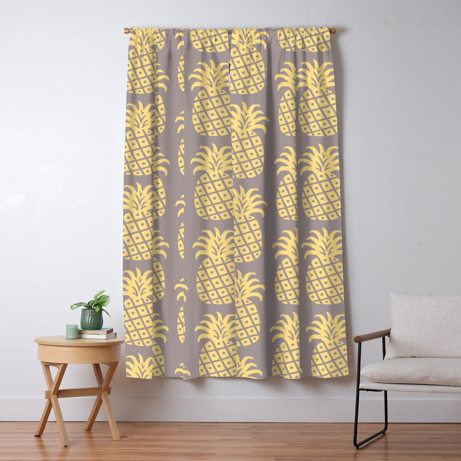 Mid Century Modern Pineapple Pattern Gray And Yellow Blackout