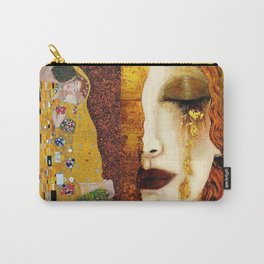 Gustav Klimt: The Kiss & Freya's Tears golden-red flower anemone college portrait painting Carry-All Pouch