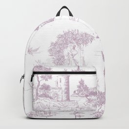 Toile de Jouy Vintage French Soft Lilac Blush Pastoral Pattern Backpack