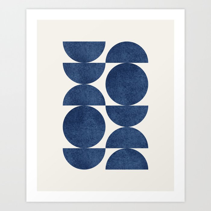 Blue navy retro scandinavian Mid century modern Kunstdrucke | Graphic-design, Blau, Navy, Retro, Geometrisch, Abstrakt, Form, Composition, Nordic, Minimal