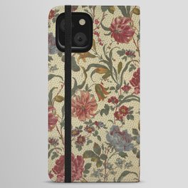 Glazed Block Print Chintz Floral Design iPhone Wallet Case