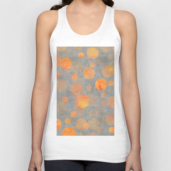 Fancy orange Dot Pattern on grey Unisex Tank Top