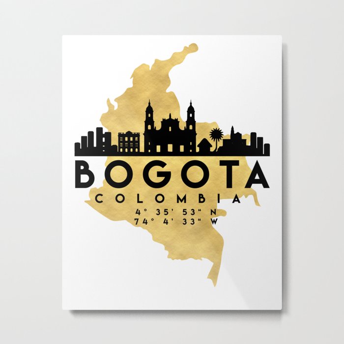 BOGOTA COLOMBIA SILHOUETTE SKYLINE MAP ART Metal Print